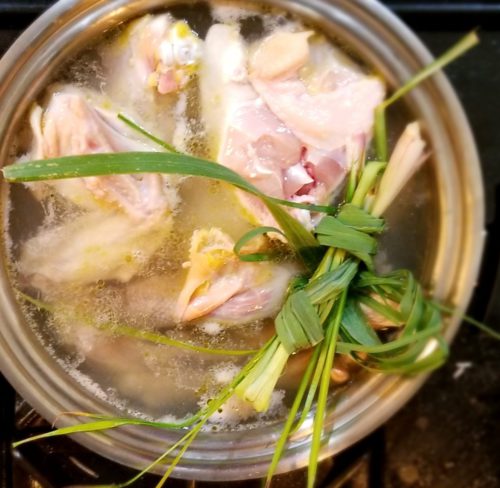 chicken soup without the herbs just lemongrass and sweet flag (Acorus)